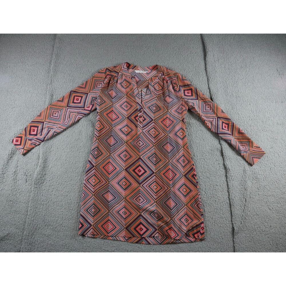 Trina Turk Dress 8 Geometric Print Janny Quirk Silk Pull Over